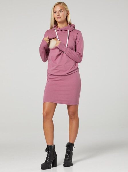 Alyvinė/gesinta rožė. Džersio suknelė nėštukei bei maitinančiai 2in1 