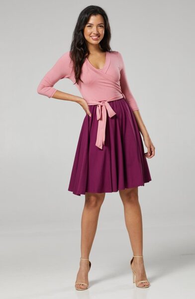 Pelenų rožinis viršus+raudonos slyvos apačia. Suknelė nėštukei bei maitinančiai 2in1 